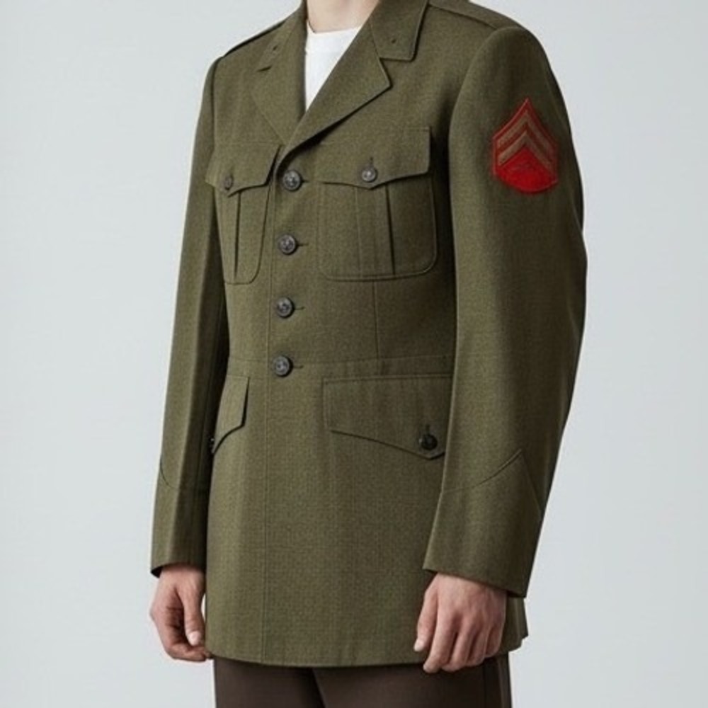 Vintage USMC Alpha Service Tunic Wool Jacket Sergeant 39R Military Official USA
